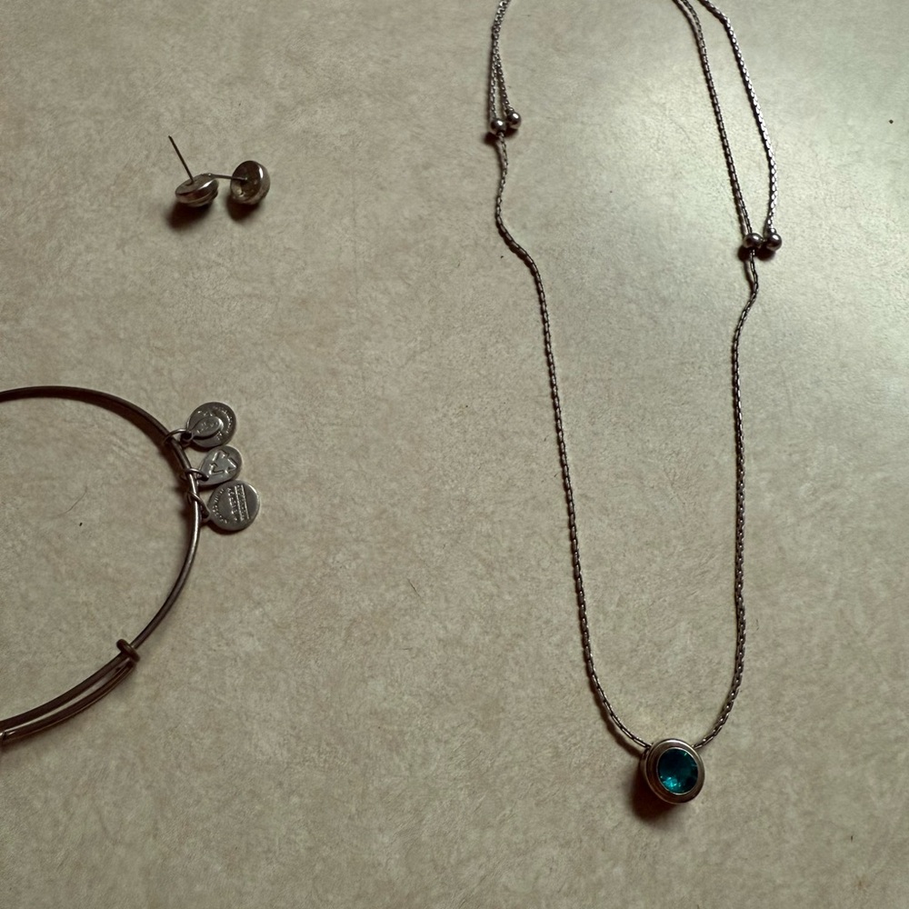Alex and Ani Silver and Blue Necklace